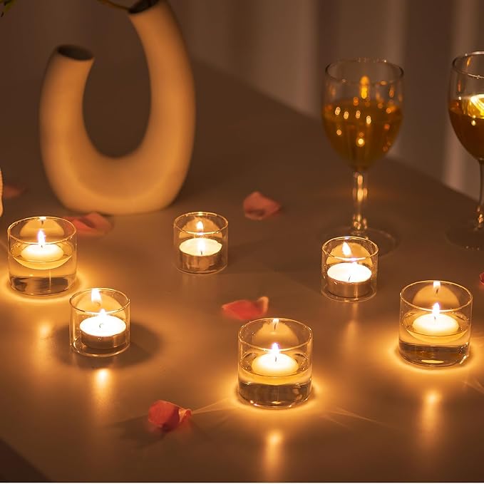 Romadedi Votive Tealight Candle Holders - 48 pcs Clear Glass Tea Light Holders Bulk Small Table Centerpieces Wedding Decor Party Dinner Home Decorations Festivals Christmas