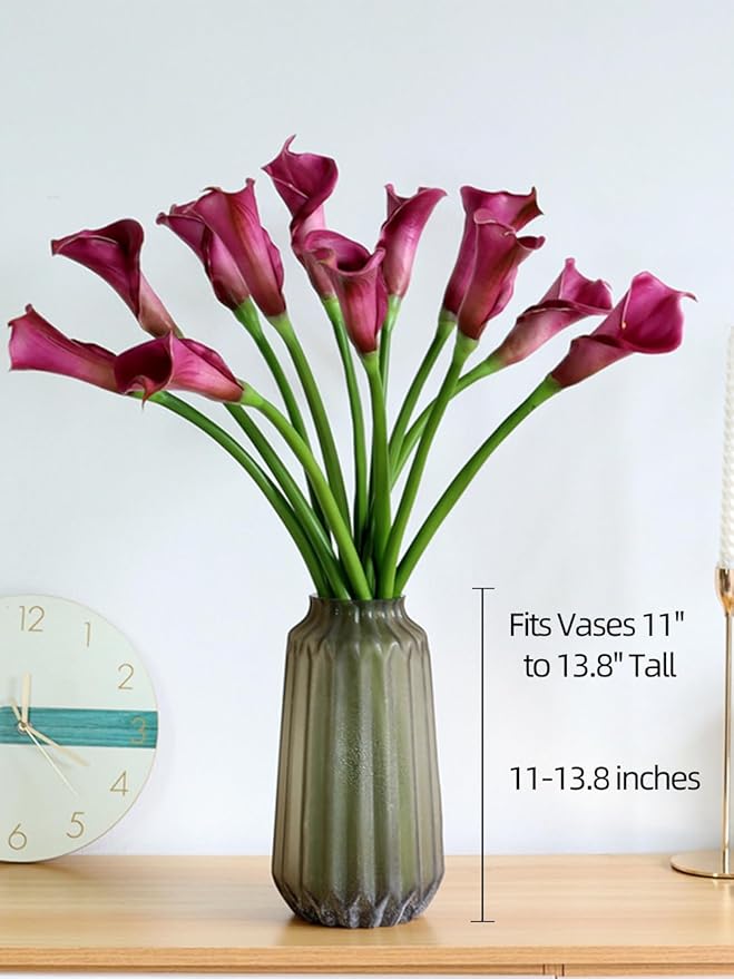 grtefhu 12 Piece 26" Purple Calla Lily Artificial Flowers,Real Touch Long Stem Faux Calla Lillies for Tall Vases,Indoor Wedding Office Home Decor