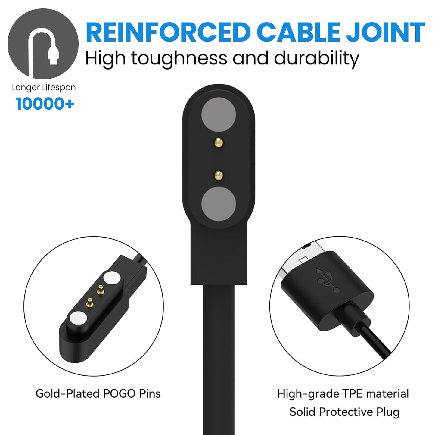 Replacement Charger Cable for OYV TGW001,TGW008/TOUCHELEX TGW008 Smart Watch, 1.6ft USB Magnetic Cord