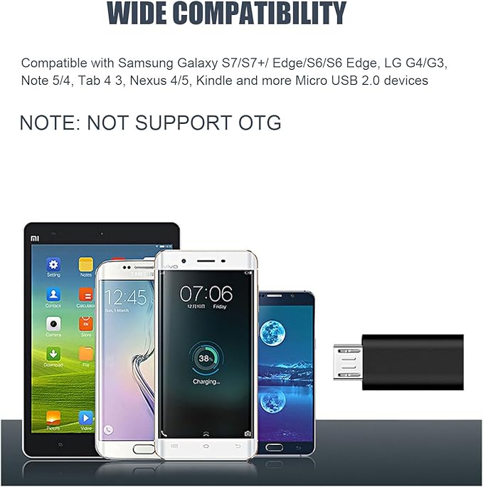USB C to Micro USB Adapter 5Pack, Type C Female to Micro USB Male Convert Connector Support Charge and Data Sync Compatible with Samsung Galaxy S7 S7 Edge, Nexus 5 6 and More Micro USB Devices