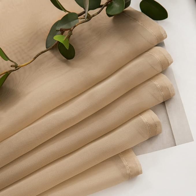 MIULEE Luxury Window Scarf Sheer Voile Elegant Topper Long Valance Solid Treatment Swags Drapes for Window Ceremony Wedding Canopy Bed 54" x 216" Brown 1 Piece
