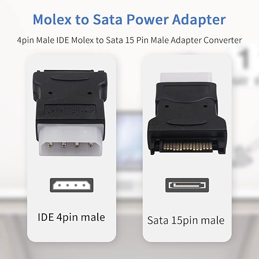 Duttek SATA to Molex Adapter, 15-Pin SATA to 4-Pin IDE Connector for Hard Drives (2 Pack)