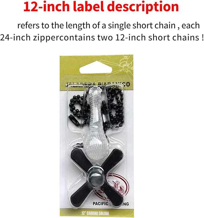 Ceiling Fan Pull Chain, 2 pieces 3mm Diameter Beaded Ball Fan Pull Chain, 12 Inches Fan Pulls Set with Connector (ORB)