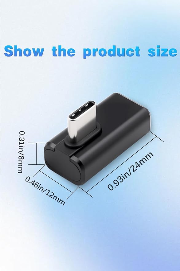 Duttek 90 Degree USB C Extender Adapter [240W 80Gbps 8K@60Hz], USB C Right Angle Adapter, Type C Extender for Thunderbolt 5/4, MacBook, Switch, iPhone 16/15 2 Pack