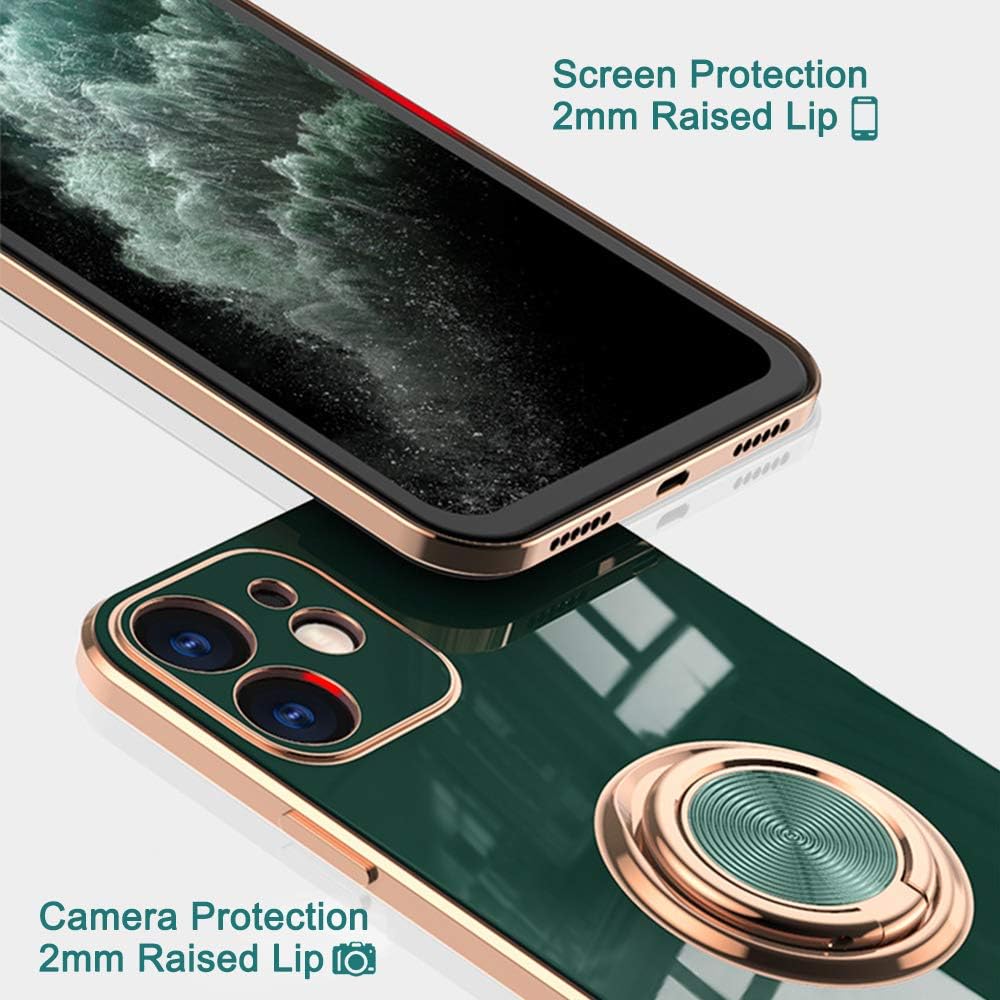 Omorro iPhone 11 Pro Max Case for Women, Bling Glitter Plating Rose Gold Slim Soft Luxury Cover with Ring Holder