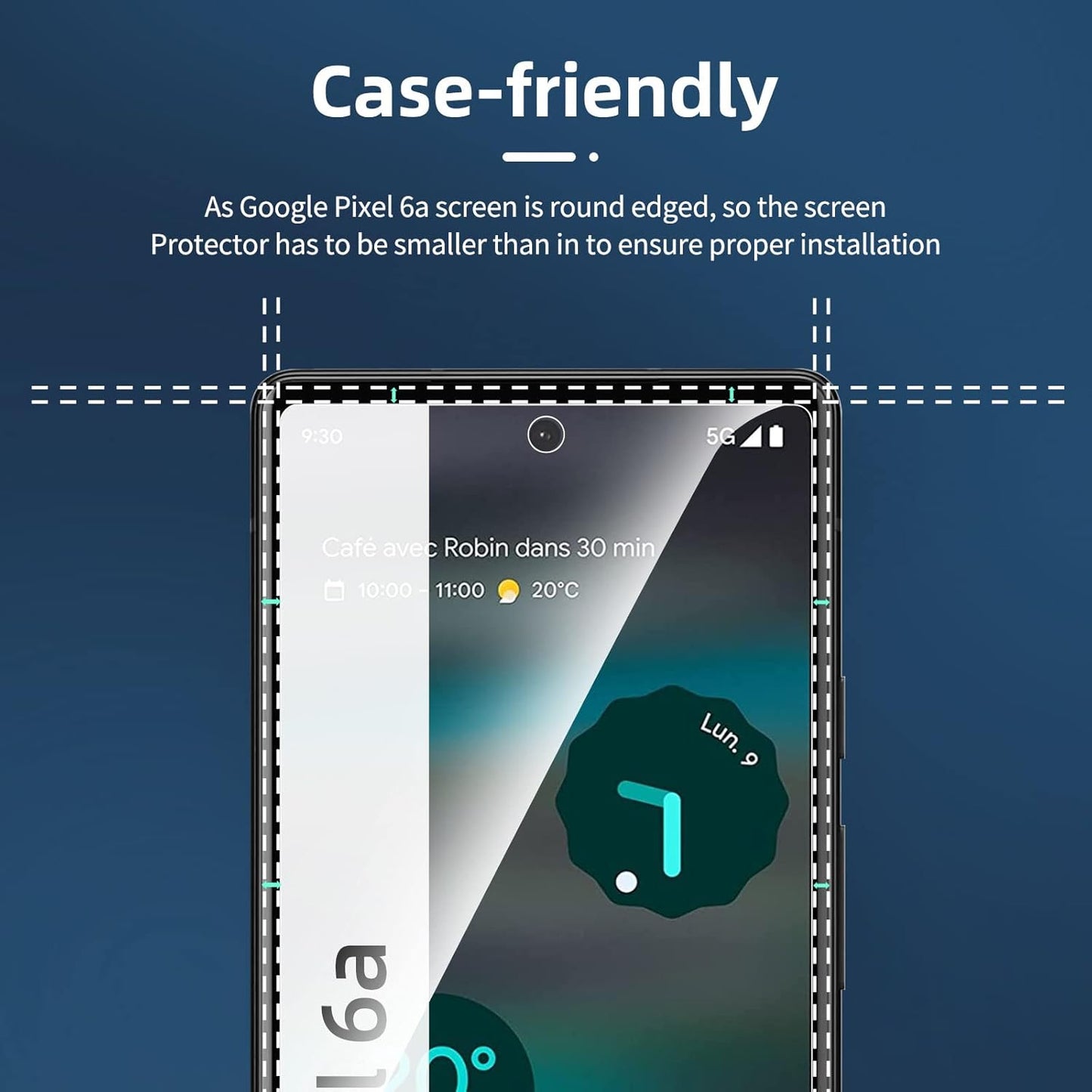 NEW'C Tempered Glass Screen Protector for Google Pixel 6a (6.1") - 3 Pack, Case Friendly, Anti-Scratch, Bubble Free,