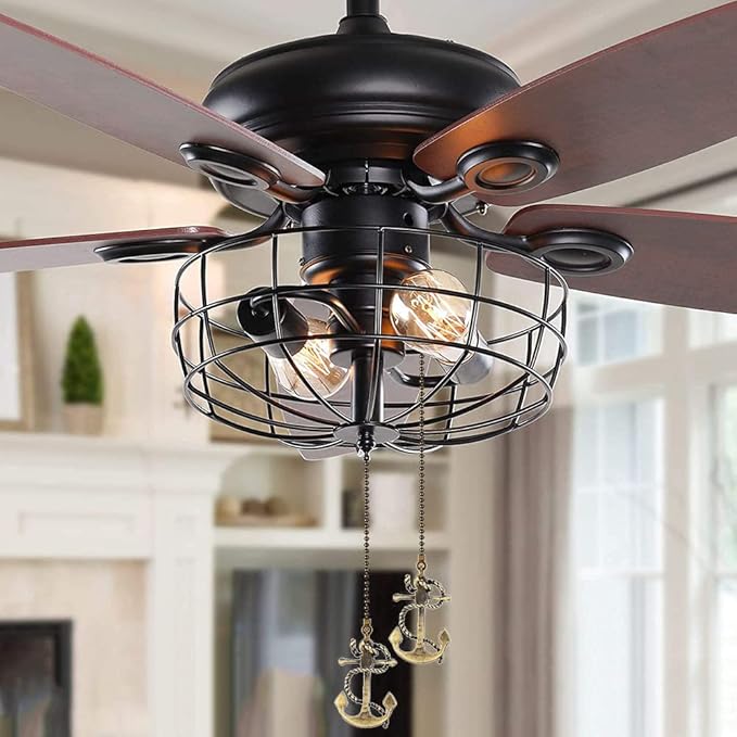 Ceiling Fan Pull Chain 12 inch Anchor Pull Chain Extension Fan Chain Extender Ceiling Fan Pulls Ornament with Ball Fan Chain Connector for Ceiling Fan Light, 1PCS (Anchor)