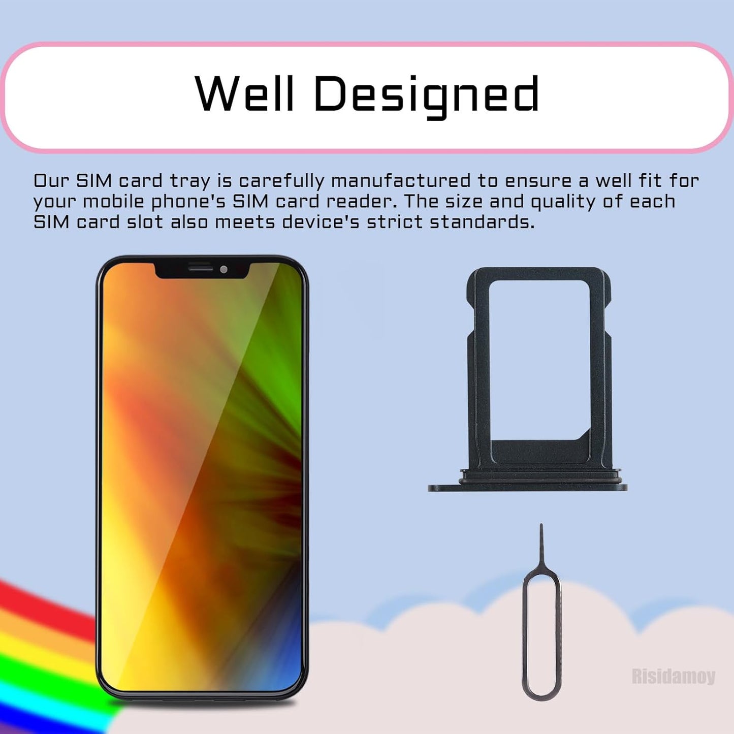 iPhone 13 Black SIM Card Slot Replacement Single SIM Version Card Tray Holder Adapter with Repair Tool Kit A2631 A2633