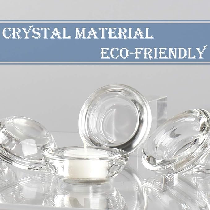 Clear Tealight Candle Holders - Set of 12, Round Chunky Glass Candle Holder, 3" Diameter - CH01 - Clear