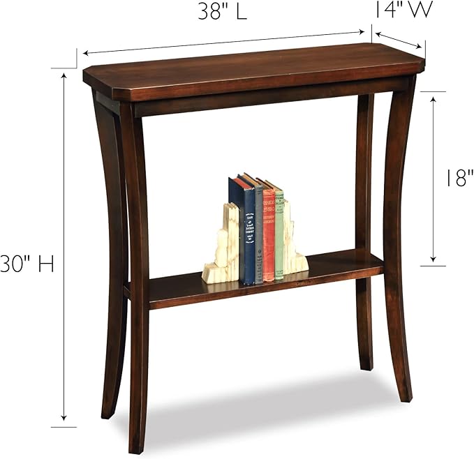 Leick Home Boa Console Table, Solid Wood, Bottom Display Shelf, Narrow Depth, Easy-Assembly, For Living Room/Hallway, Chocolate Cherry, 38.0 in. W x 14.0 in. D x 30.0 in. H, 10332
