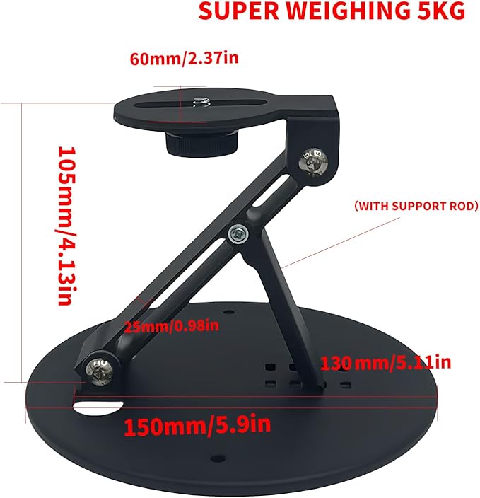 Projector wall Mount, Projector Stand Desktop and Ceiling Bracket with 1/4-Inch Screw, Adjustable 180-Degree Rotation, Dual Universal Joints, Stable Triangular Structure (Load-Bearing)