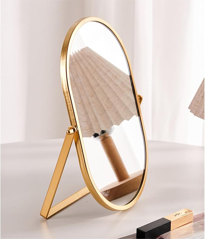 Tabletop Mirrors Makeup Mirror Portable Vanity with Metal Frame Desk Table Mirror with 180°Adjust Dressing Room Rotate Good for Bedroom Bathroom