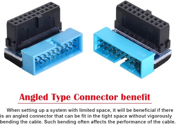 CY Adapter 2pcs/lot Up & Down Angled USB 3.0 20Pin 19Pin Male to Female Extension Adapter 90 Degree