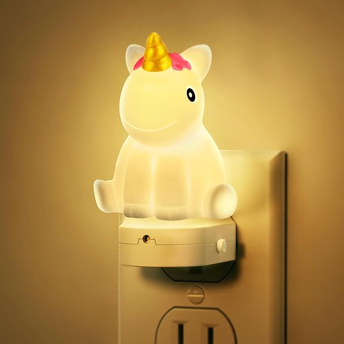 DORESshop LED Night Light for Kids, 3D Cute Unicorn Night Lights Plug into Wall with Dusk to Dawn Sensor, RGB+Soft White 3000K Night Light, Christmas Birthday Gift Nightlight for Kids, Room Decor