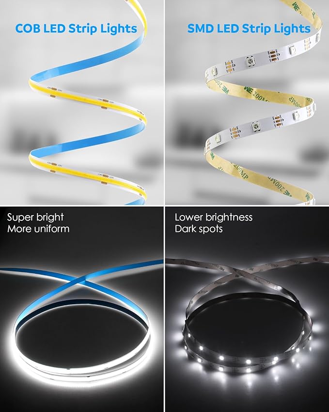 Aclorol 50FT COB Led Rope Light 6000K 24V Flexible COB Led Strip Light Cool White Super Bright for Bedroom TV Party Home Indoor Decor 15M LED Tape Light CRI85+ (Power Supply & LED Dimmer Not Included)
