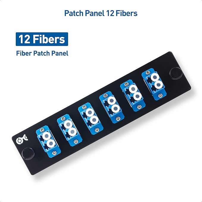 Cable Matters 12 Fibers LC to LC OS2 Single Mode Fiber Patch Panel with 6 x LCLC UPC Duplex Fiber Optic Adapters - LGX Compatible