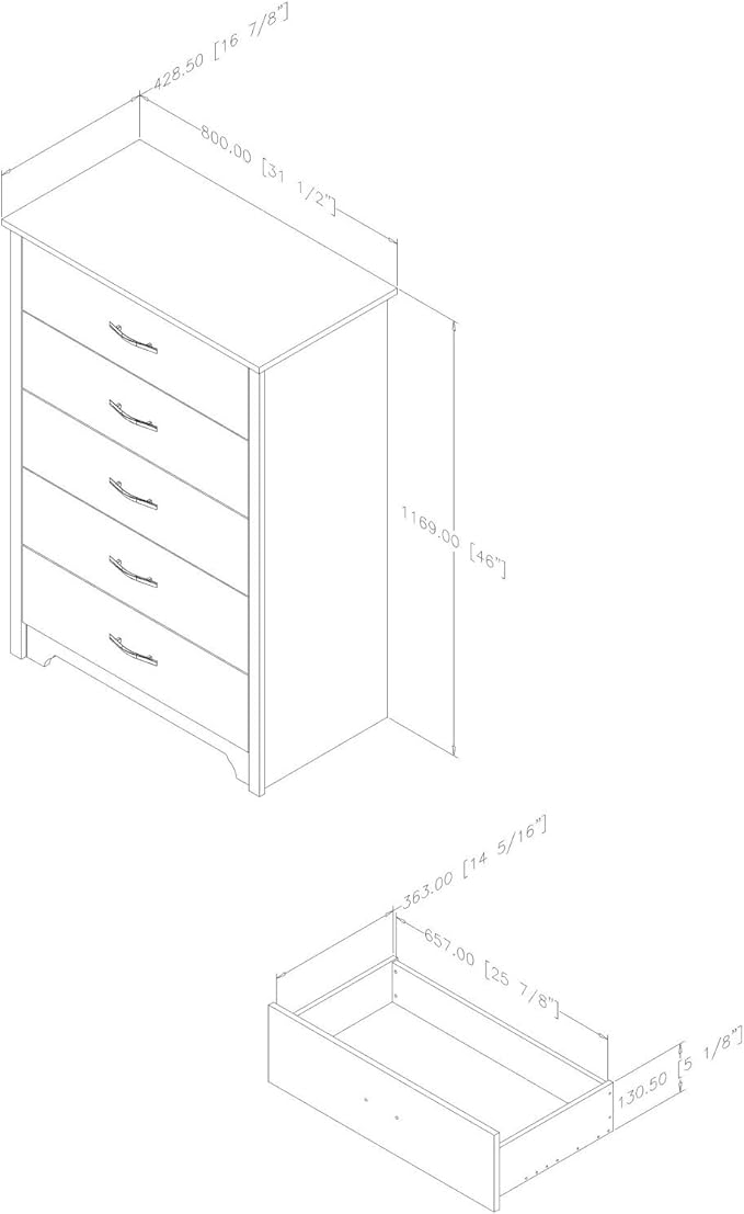 South Shore Fusion 5-Drawer Chest, Pure Black