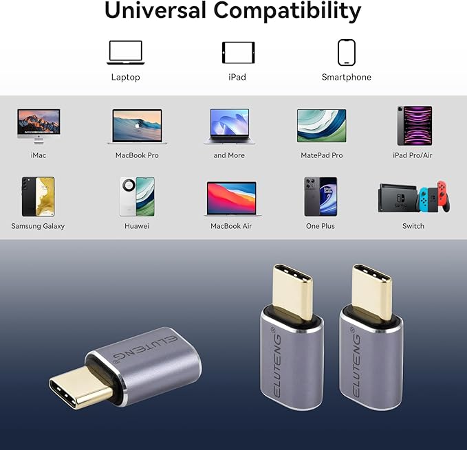 ELUTENG 3 Pack USB C to USB C Adapter USB 4.0 40Gbps Male to Female Adapter 100W Fast Charging Type C Connector, 8K 60Hz Video for MacBook Pro/Samsung Galaxy