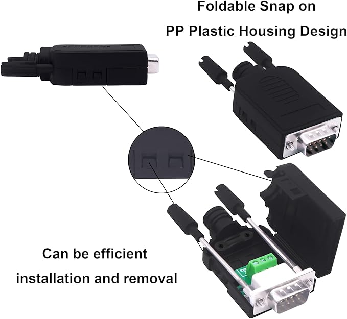DB9 Solderless Connector Breakout Board RS232 D-SUB 9 Pin Serial to RXD TXD GND 235 Adapter Terminal Block with Case 2 Packs (Male)