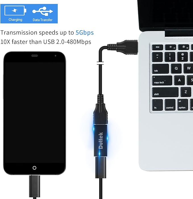 Duttek USB C Female to USB A Female Adapter 5Gbps Data Power, Type-C to Type-A Converter OTG Adapter Compatible with MacBook Pro, Laptop 2 Pack (Black)