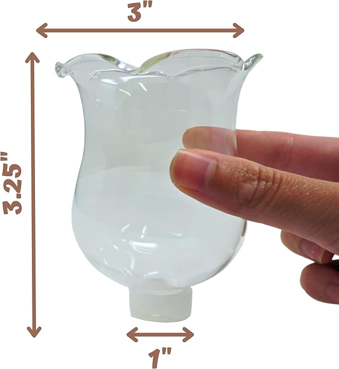 4E's Novelty Clear Glass Votive Cups with Peg - Pack of 6 - Tulip Votive for Candelabra Candle Holder, Home Interior Candle Sconce Glass Replacement Parts, Shabbat Candle Oil Lamp (3.25" Tall)