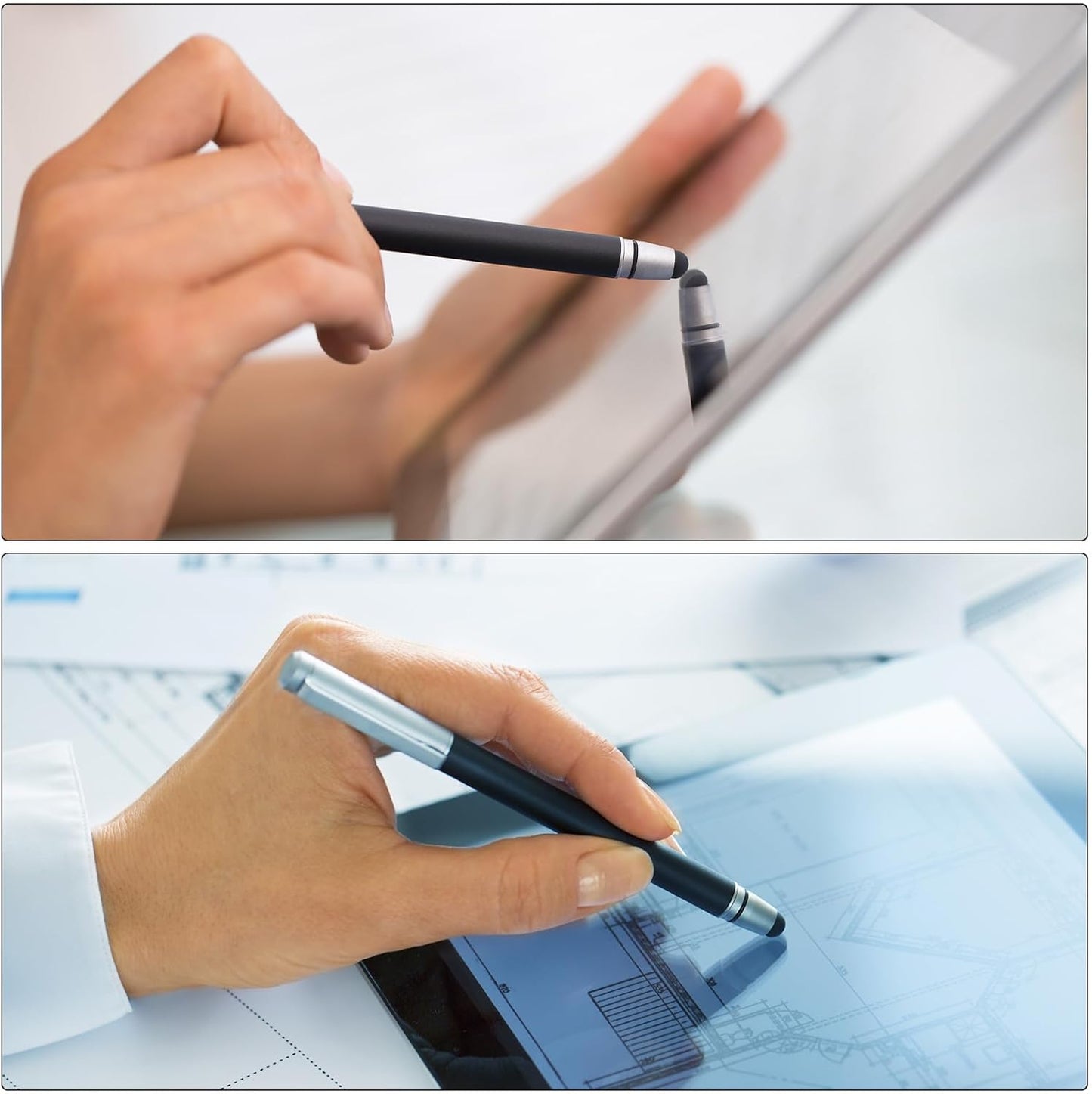 MECCANIXITY 10pcs Glitter Rhinestone Stylus Pens, Universal Metal Capacitive Pen for Touch Screens, Black