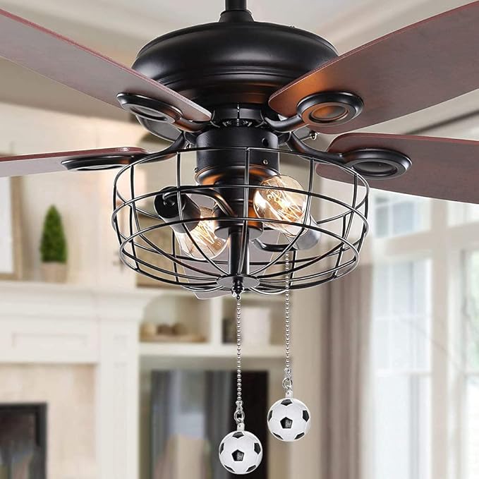 Ceiling Fan Pull Chain 12 inch Pull Chain Extension Fan Chain Extender Ceiling Fan Pulls Ornament with Ball Fan Chain Connector for Lighting Fans, 2 PACK (SOCCER BALL)