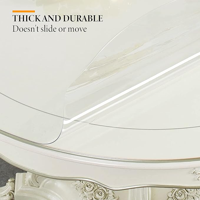 Deep Dream 1.5mm Thick 42 Inches Clear Round Table Protector, Round Table Cover, Tablecloth Protector, Table Protector for Dining Room Table & Office