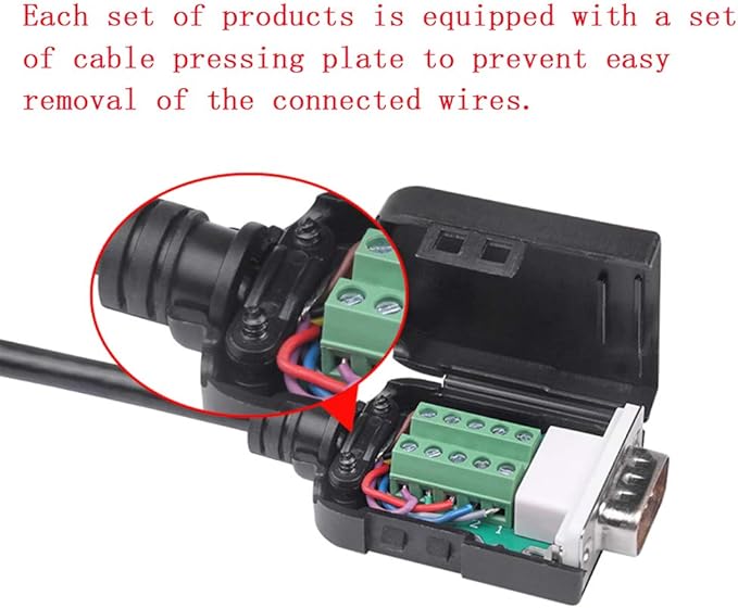 2PCS DB9 Solderless RS232 D-SUB Serial to 9-pin Port Terminal Male Adapter Connector Breakout Board with Case Long Bolts Tail Pipe (2PCS Thinner Female)