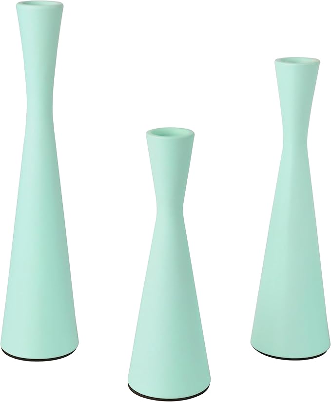 Vixdonos Taper Candle Holders Metal Candlestick Holders Set of 3 Table Mantel Decorative Candle Stand for Dinning,Party，Wedding,Home Decor(Light Green)