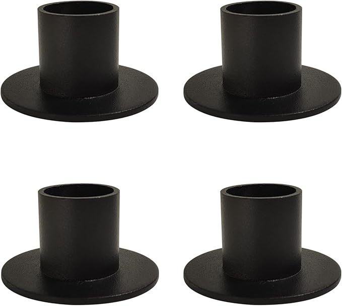 Gute Taper Candle Holder, Candle Holders for Pillar Candles, Matte Black Candlestick Holder Centerpieces for Home Decoration, Wedding Anniversary, Party, Housewarming Gifts,Set of 4,Round