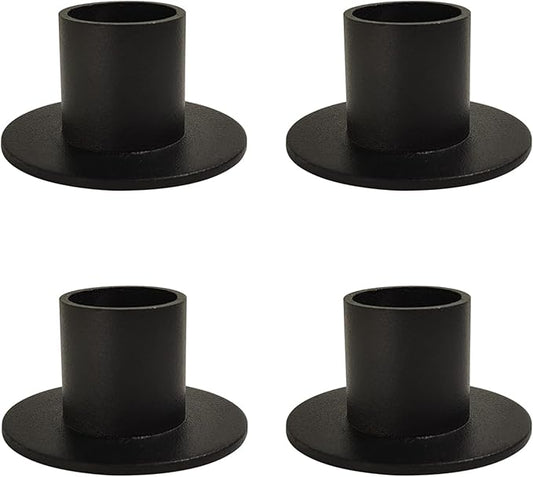 Gute Taper Candle Holder, Candle Holders for Pillar Candles, Matte Black Candlestick Holder Centerpieces for Home Decoration, Wedding Anniversary, Party, Housewarming Gifts,Set of 4,Round