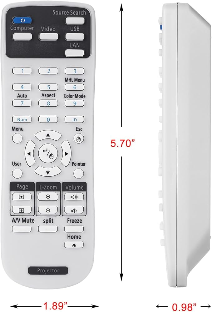 Projector Remote Control 2173589 for Epson BrightLink 675Wi+ 675Wi 680Wi 685Wi+ 685Wi 695Wi+ 695Wi 696Ui 710Ui Home Cinema LS100 PowerLite 670 675W 680 685W 700U Projector Remote Controller