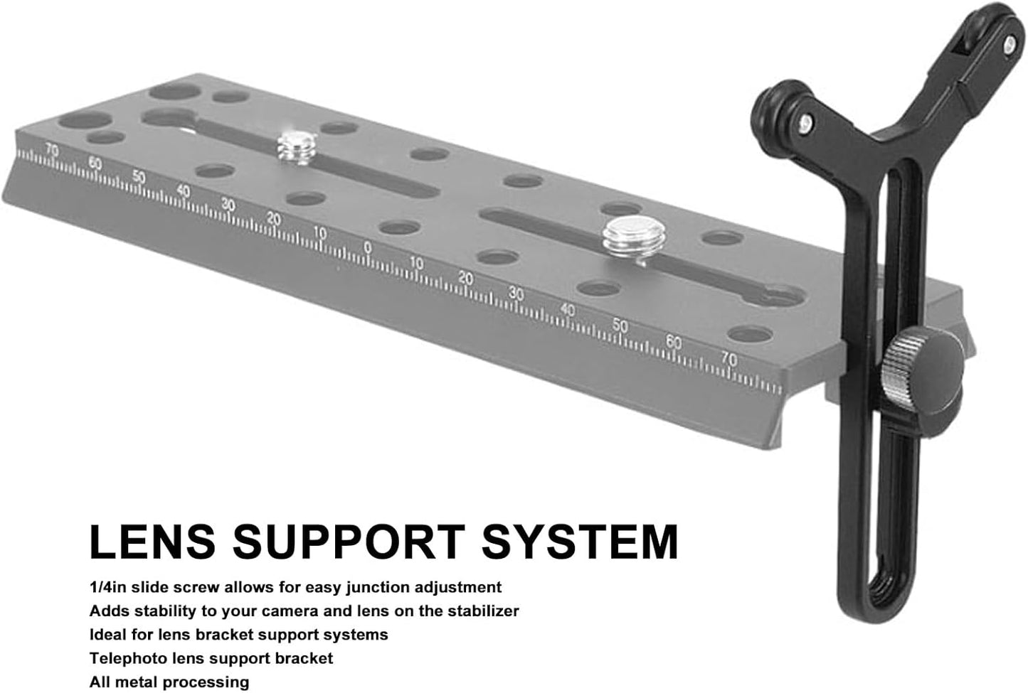 Y Bracket Lens Support with Double Wheels, Y Shaped Bracket with 71.5mm Vertical Adjustment for DIY S, SC