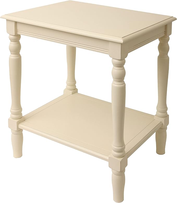 Decor Therapy Simplify Oak Wood Accent Storage Shelf End Table, Traditional Style, Antique White - (24" x 19.5" x 15.75")