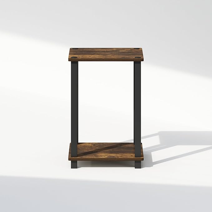 Furinno Simplistic Night Stand, 2-Tier Small Nightstand with Open Shelf, Toolless Assembly Bedside Table, End Table, Side Table, for Bedroom, Living Room, Amber Pine