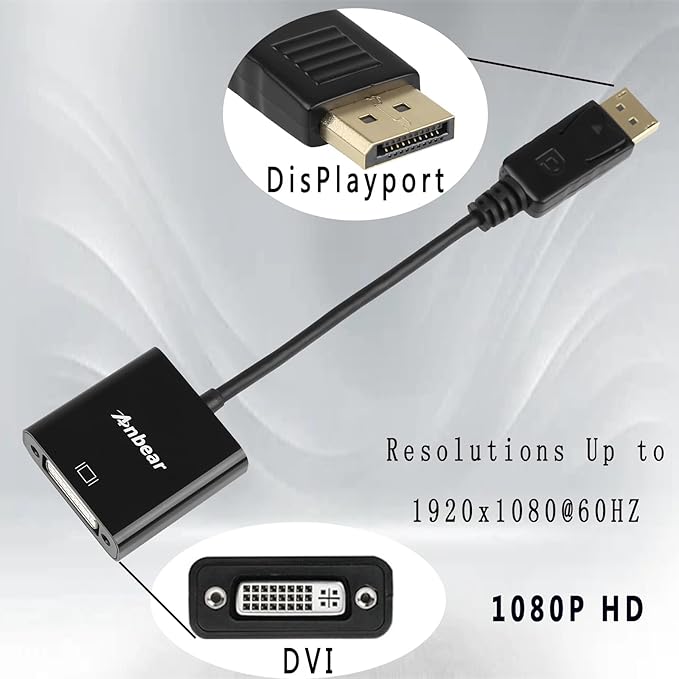 DisplayPort to DVI Adapter 10PACK, Display Port to DVI-D Adapter (Male to Female) Compatible with Computer,Desktop,Laptop,PC