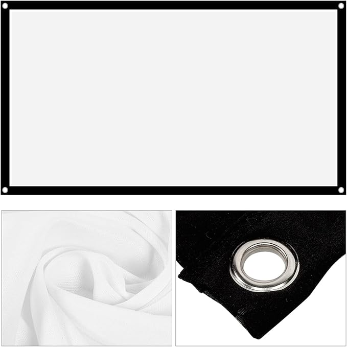 16:9 Projection Screen, Non Crease White Projector Screen, 16:9 Thicken Portable Non Crease Soft White Polyester Projector Curtain Projection Screen (72 Inch)