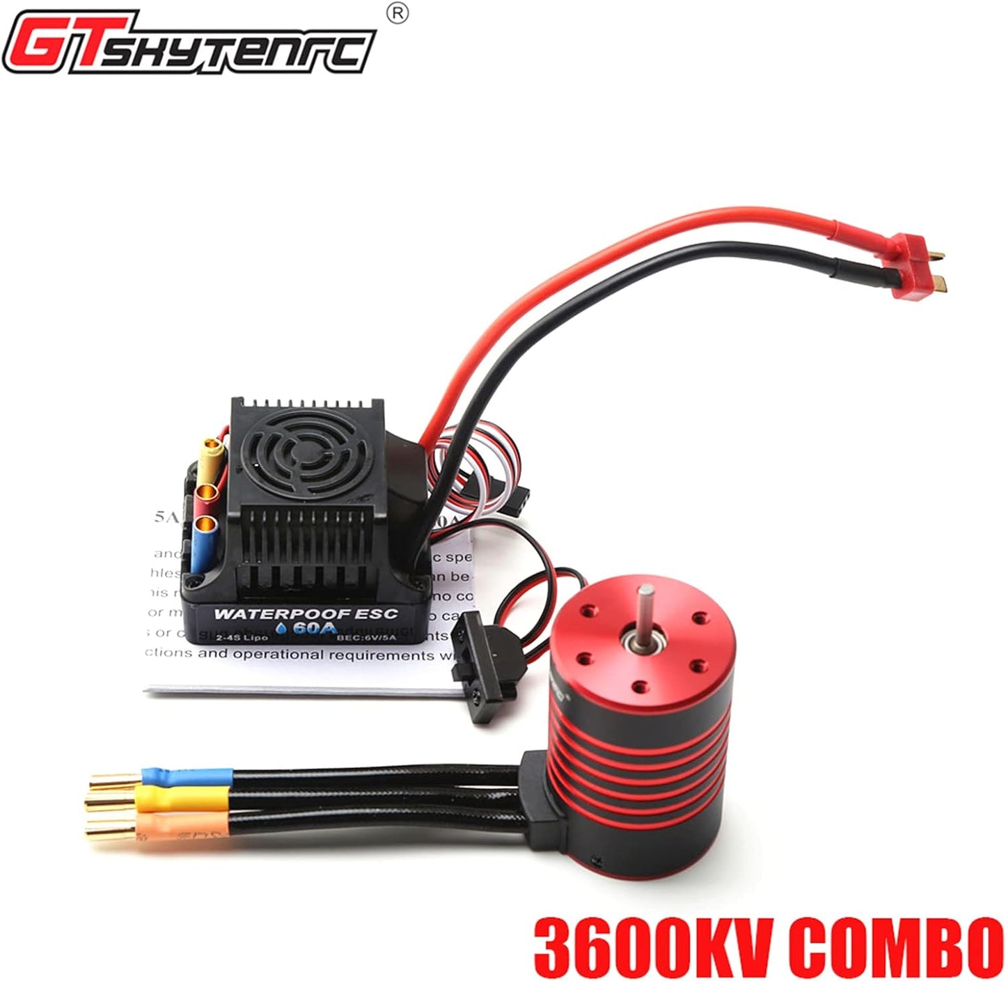 GoolRC 3650 Brushless Motor and ESC - RC Brushless Motor ESC Combo for 1/8 1/10 RC Car Toys