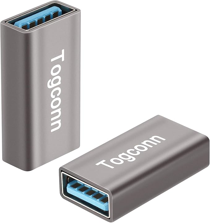 USB Coupler 2 Pack, Aluminum Shell USB 3.0 Type-A Female to Female Extension Adapter Connector, Support 5Gbps Data Transfer and Fast Charge for Connecting Extension Two USB-A Male Ends Cable