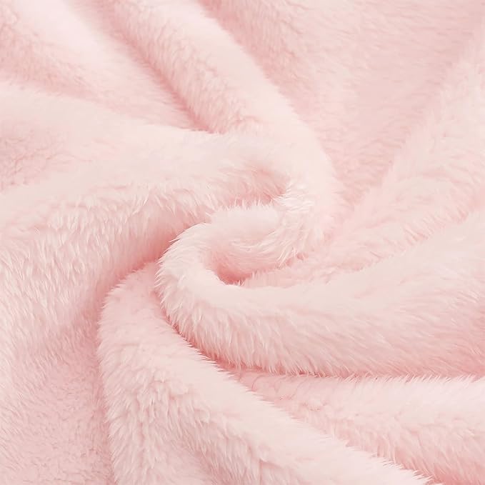 Exclusivo Mezcla Plush Fuzzy Fleece Throw Blanket, Super Soft, Fluffy and Warm Blankets for Couch, Bed, All Season Use (40x50 Inches, Light Pink)