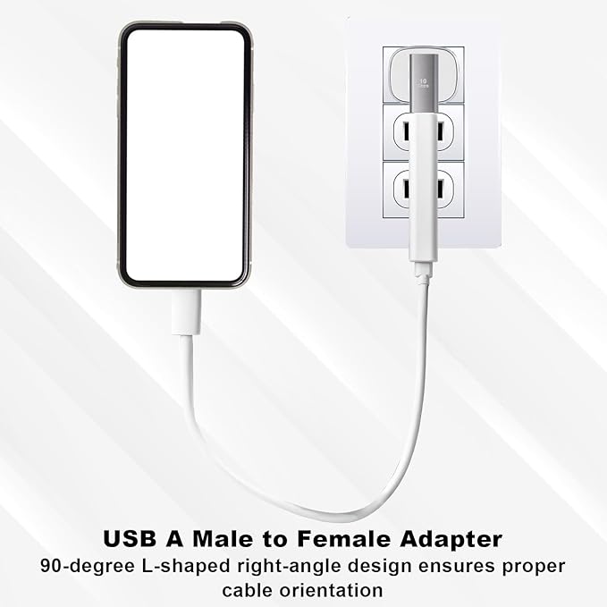 2 PCS USB 90 Degree Adapter 90 Degree USB A Right Angle Adapter Male to Female Converter Extender for Laptop, Power Bank, Charger, Phone, Pad, Pc (Gray)