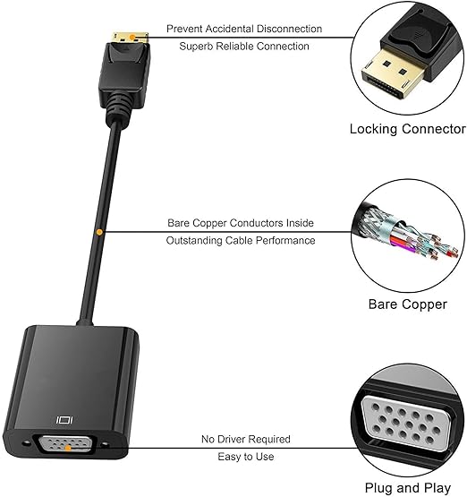 HDMI to VGA Connects Adapter,Gold-Plated HDMI Male to VGA Female Adapter for Computer,Projector, HDTV, Desktop, Laptop, PC, Monitor, Chromebook, Raspberry Pi, Roku, Xbox and More …