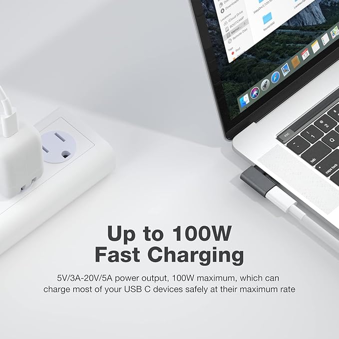 UseBean USB-C 90 Degree Adapter 4Pack, USB C Right Angle Adapter, 100W 20Gbps 4K Video, USBC Male to Female USBC L Shape Extender, for iPhone 16 15, MacBook, ROG Ally, Steam Deck, Switch, Galaxy S25