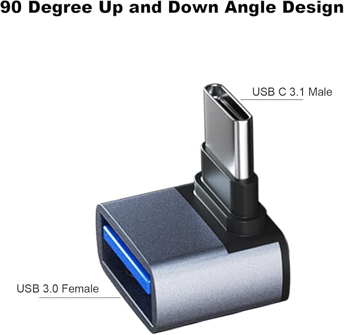 AreMe 4 Pack USB C to USB 3.1 Adapter, 90 Degree Up and Down Right Angle USB Type C Male to USB Female Converter Connector for MacBook Pro Air iPad, Tablet, Phone and Other Type C Devices