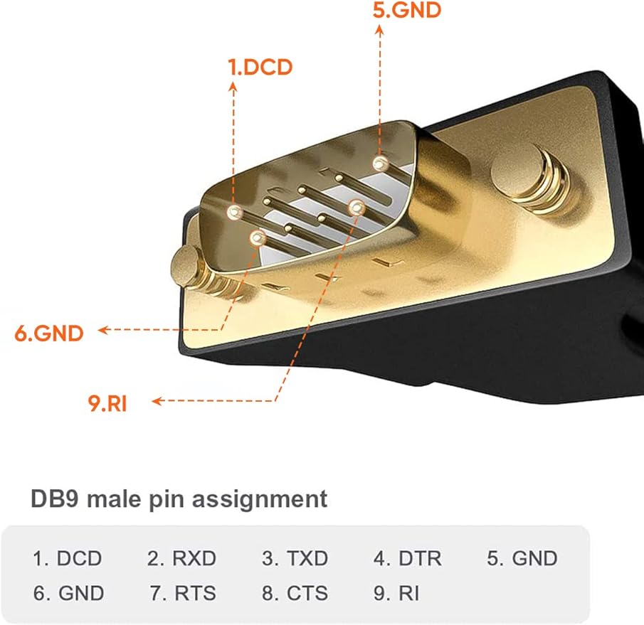 CableCreation USB to RS232 Male Adapter with PL2303 Chipset, USB to DB9 Serial Converter for Windows 11, 10, 8.1, 8, 7, Linux and Mac OS,Black