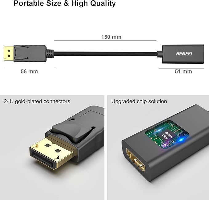 BENFEI 2 Pack DisplayPort to HDMI Adapter 4K Unidirectional DisplayPort DP Computor to HDMI Monitor Connection Adapter Compatible with Laptop PC Monitor TV Projector