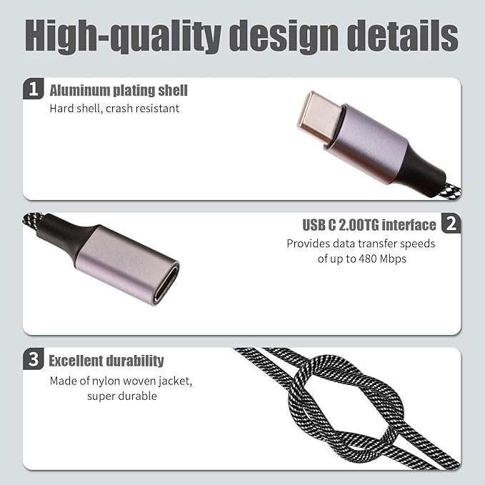 Fidioto USB C to Dual C Female Adapter, USB C Splitter 1 in 2 Out Only Support Data Transfer, Not for Monitor and Charging, Incredibly Durable, Super Fit, 5V/0.9A Power Output