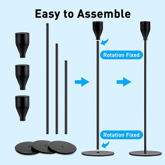 Black Candlestick Holder Set of 24 for Taper Candles, Decorative Candle Holders Bulk Candle Stick Holders Taper Candle Holders for Table Centerpiece Wedding Dinning Party Anniversary Home Decor