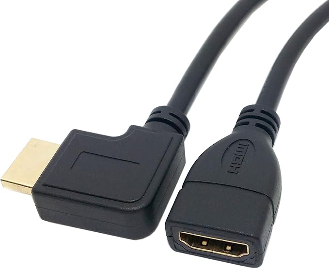 chenyang Right Angled 90 Degree Connector HDMI 1.4 with Ethernet & 3D Type A Male to A Female Extension Cable 0.5m